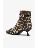 BOTTES EYELETS KITTEN HEEL LEOPARD SATIN