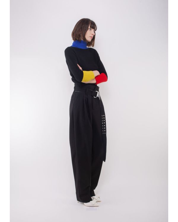 PANTALON ANGELA OVERSIZED WIDE LEG PLEATED BLACK