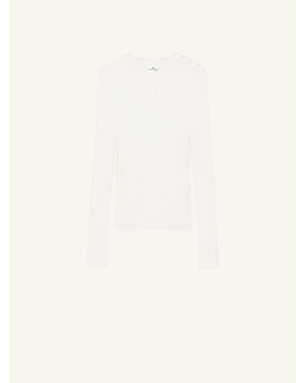 SWEATER SHOULDER SNAPS RIB KNIT HERITAGE WHITE