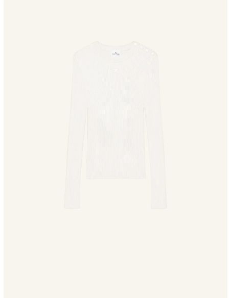 SWEATER SHOULDER SNAPS RIB KNIT HERITAGE WHITE