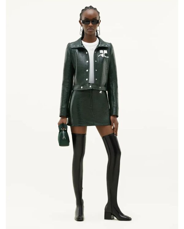 MINI JUPE REEDITION VINYL VERT FONCE