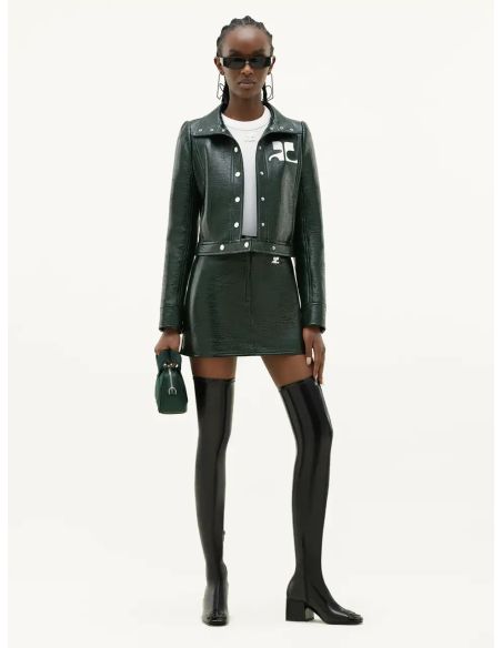 MINI JUPE REEDITION VINYL VERT FONCE