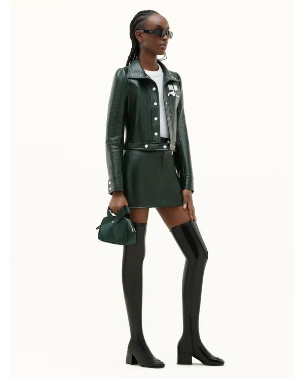 MINI JUPE REEDITION VINYL VERT FONCE