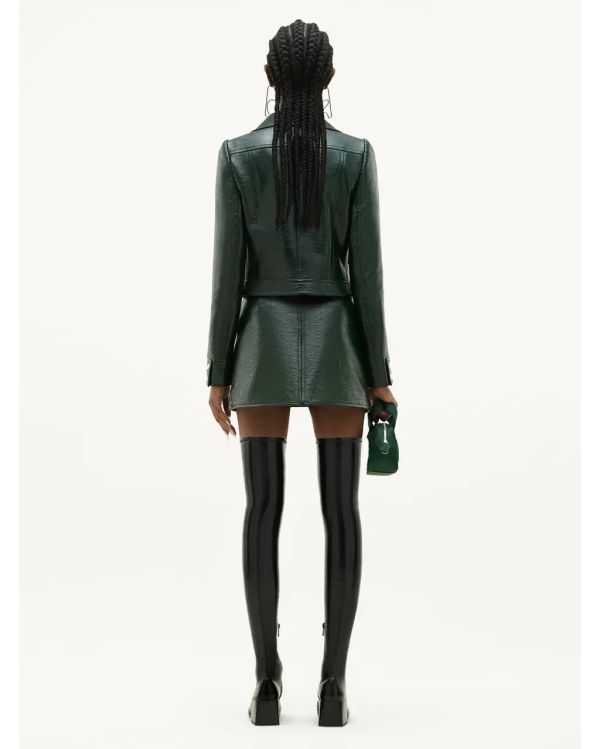 MINI JUPE REEDITION VINYL VERT FONCE 2