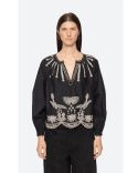 BLOUSE KNGSLEY EMBROIDERY L/SLV BLACK