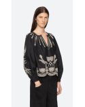 BLOUSE KNGSLEY EMBROIDERY L/SLV BLACK