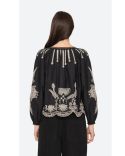 BLOUSE KNGSLEY EMBROIDERY L/SLV BLACK
