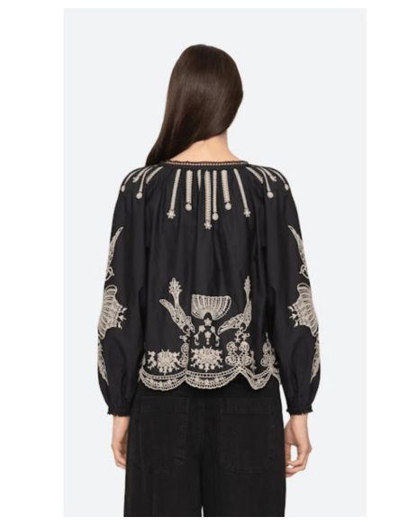 BLOUSE KNGSLEY EMBROIDERY L/SLV BLACK