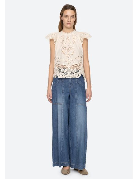 TOP GIANNA LACE FLUTTER SLV BONE