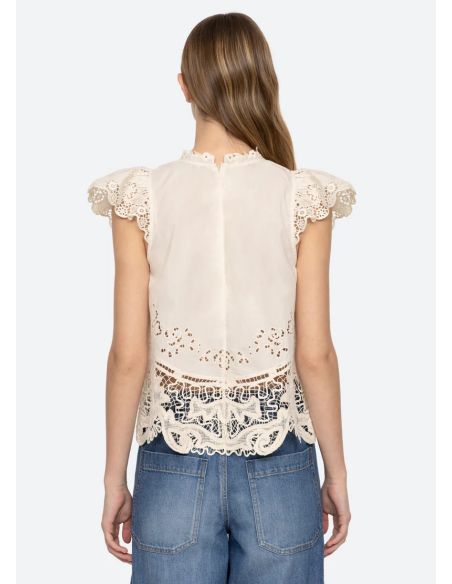TOP GIANNA LACE FLUTTER SLV BONE