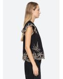 TOP KINGSLEY EMBROIDERY FLUTTER SLV BLACK