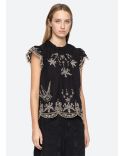 TOP KINGSLEY EMBROIDERY FLUTTER SLV BLACK