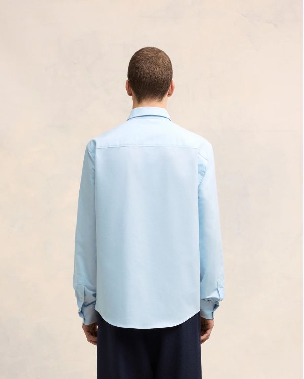 CHEMISE BLEUE COL BOUTONNE AMI DE COEUR EN COTON BLEU CIEL 2