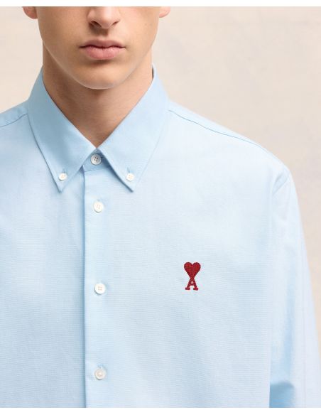 BLUE SHIRT WITH BUTTON-DOWN COLLAR AMI DE COEUR IN SKY BLUE COTTON