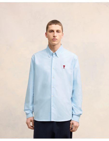 BLUE SHIRT WITH BUTTON-DOWN COLLAR AMI DE COEUR IN SKY BLUE COTTON