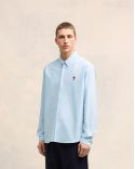 CHEMISE BLEUE COL BOUTONNE AMI DE COEUR EN COTON BLEU CIEL