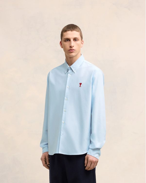 CHEMISE BLEUE COL BOUTONNE AMI DE COEUR EN COTON BLEU CIEL