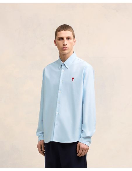 CHEMISE BLEUE COL BOUTONNE AMI DE COEUR EN COTON BLEU CIEL