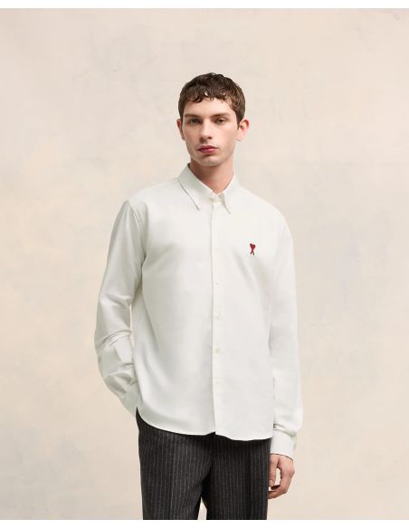 CHEMISE COL BOUTONNE AMI DE COEUR EN COTON BLANC NATUREL