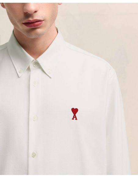 AMI DE COEUR BUTTON-DOWN COLLAR SHIRT IN NATURAL WHITE COTTON