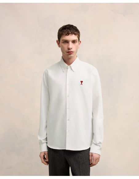 AMI DE COEUR BUTTON-DOWN COLLAR SHIRT IN NATURAL WHITE COTTON