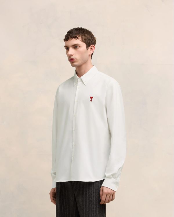 CHEMISE COL BOUTONNE AMI DE COEUR EN COTON BLANC NATUREL 2