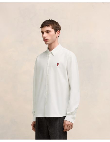 AMI DE COEUR BUTTON-DOWN COLLAR SHIRT IN NATURAL WHITE COTTON