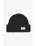 BONNET OVERSIZED WOOL RIB KNIT BLACK