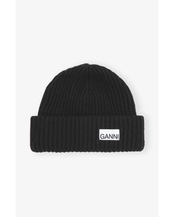 BONNET OVERSIZED WOOL RIB KNIT BLACK 2