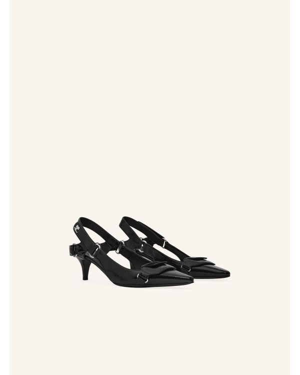 BLACK VINYL RACER SLINGBACKS 2