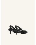 BLACK VINYL RACER SLINGBACKS