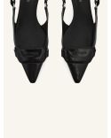 BLACK VINYL RACER SLINGBACKS