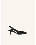 BLACK VINYL RACER SLINGBACKS