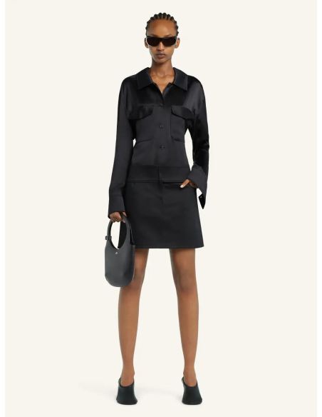 BLACK SATIN SHIRT 2 POCKETS