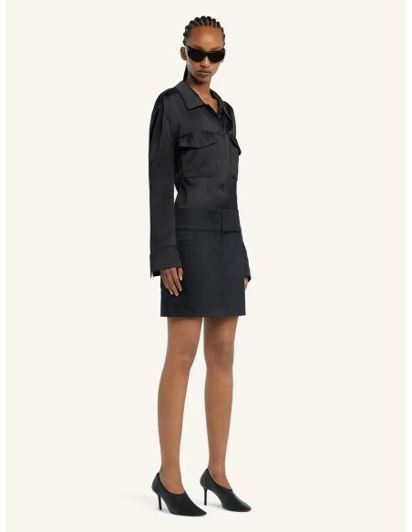 BLACK SATIN SHIRT 2 POCKETS
