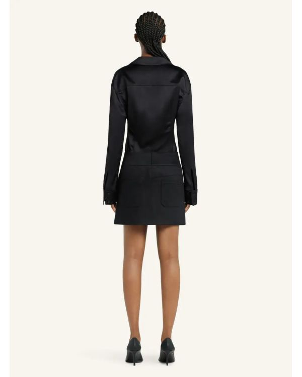 CHEMISE SATIN 2 POCHES NOIR 2