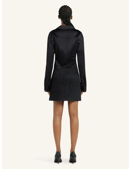 BLACK SATIN SHIRT 2 POCKETS