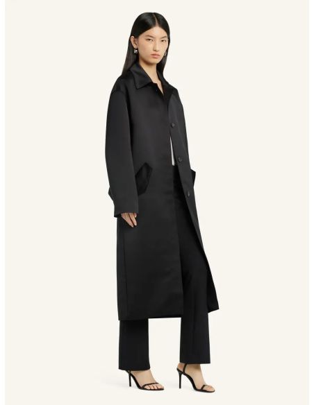 BLACK COCOON SATIN COAT