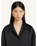 BLACK COCOON SATIN COAT