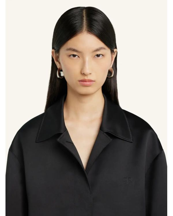 MANTEAU SATINE COCOON NOIR