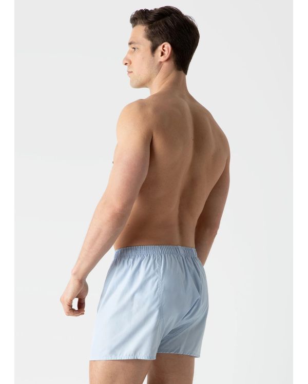 BLUE POPLIN BOXER SHORTS 2