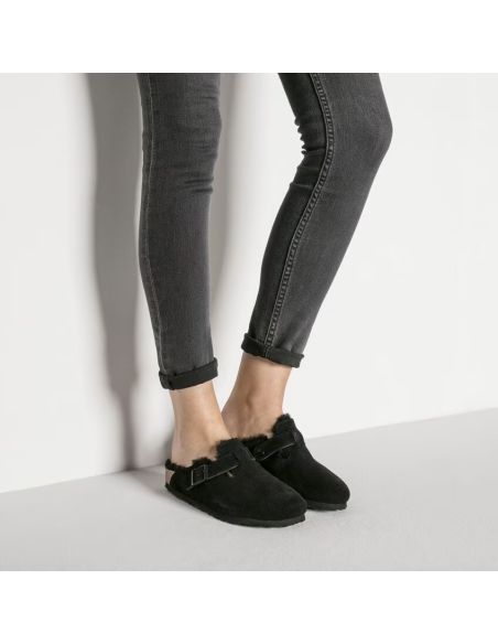MULES BOSTON SHEARLING LEVE BLACK
