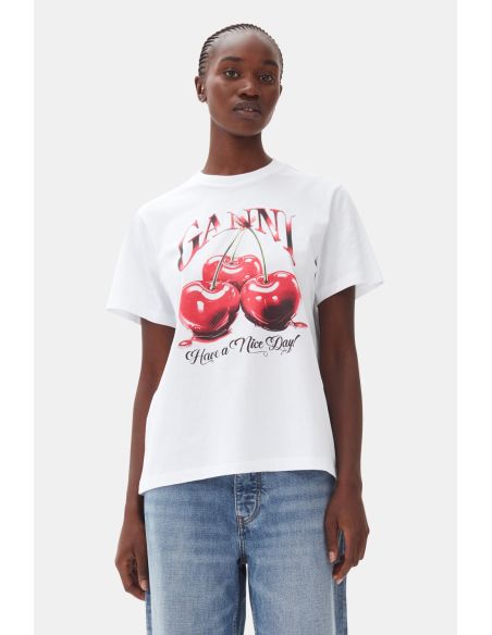 BASIC CHERRY WHITE JERSEY TSHIRT