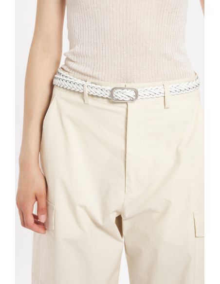 CEINTURE TRECCIA PELLE BIANCO