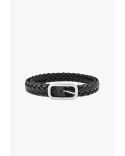 BLACK LEATHER BRAIDED BELT
