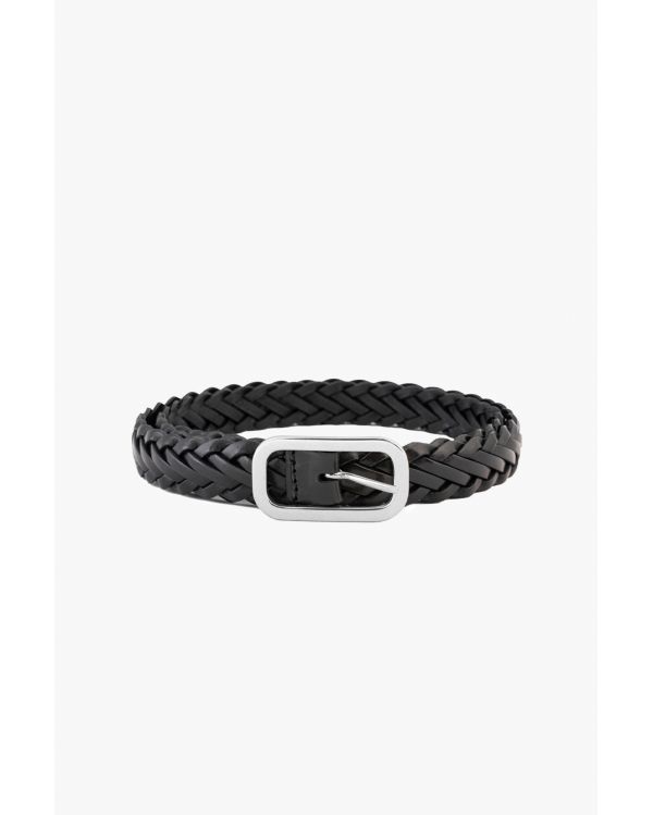 BLACK LEATHER BRAIDED BELT 2