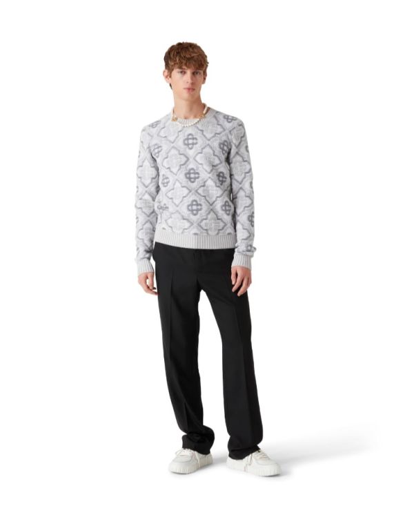 GREY MONOGRAM KNIT SWEATER