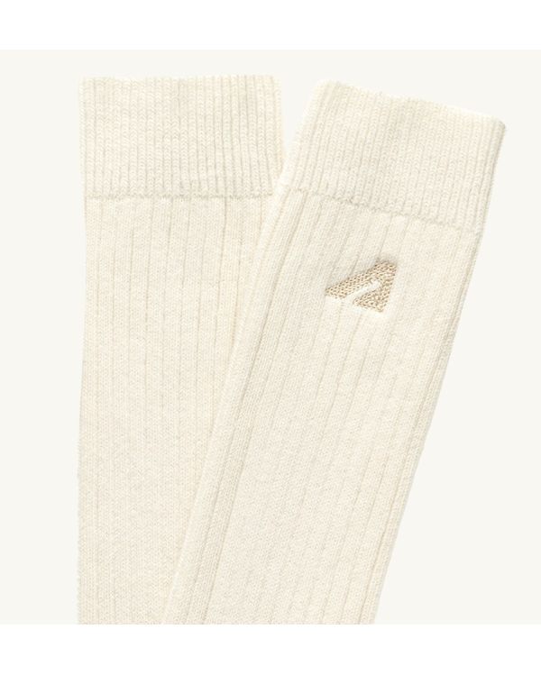 CREAM EMBROIDERED LOGO SOCKS 2