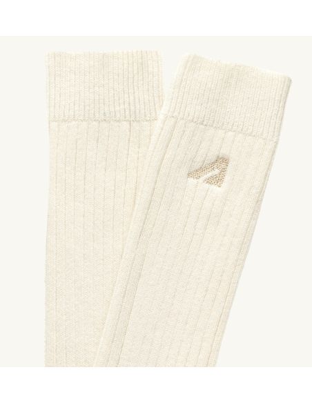 CREAM EMBROIDERED LOGO SOCKS