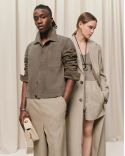 VESTE BEIGE EN CUIR CENDRE